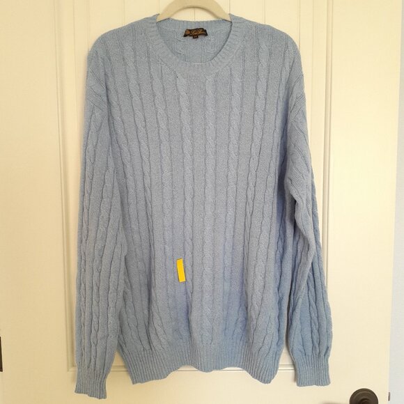 Loro Piana Men Cashmere Cable Knit Crewneck Sweater Light Blue Size 58/Size 3XL - Picture 9 of 12